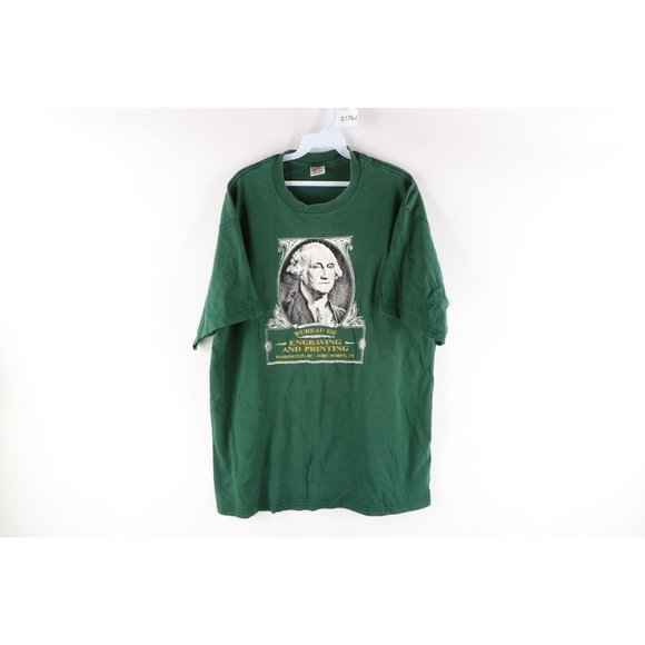 Vtg 90s Mens XL Distressed Bureau of Engraving and Printing Dollar T-Shirt USA